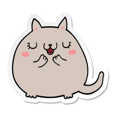 etiket bir çizgi film sevimli kedi