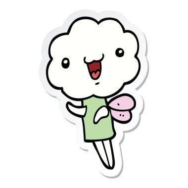 bir sevimli çizgi bulut baş yaratığın etiket