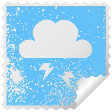 sıkıntılı kare etiketi simgesi gök gürültüsü bulut peeling