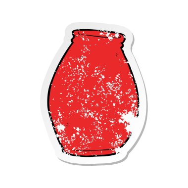 Retro sıkıntılı etiket bir karikatür vazo