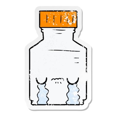 sıkıntılı etiket, bir çizgi film hap kavanozu