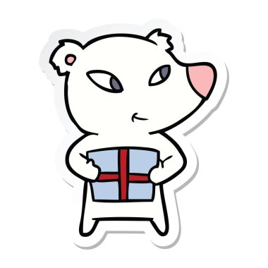 sevimli çizgi kutup ayısı xmas hediye ile etiket