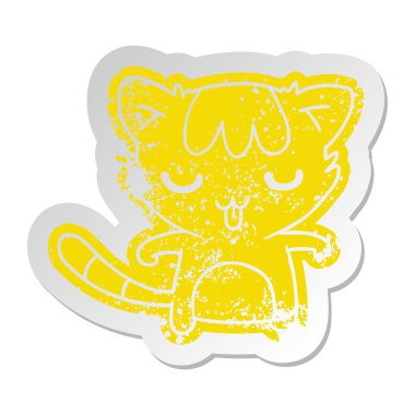 kawaii şirin racoon sıkıntılı eski etiket