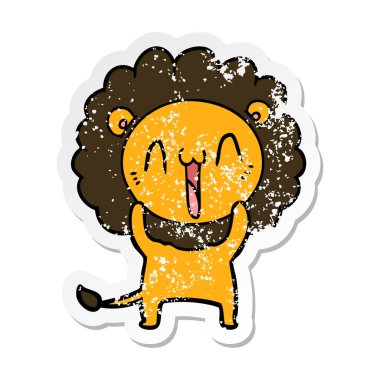 mutlu karikatür aslan sıkıntılı etiket