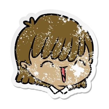 bir çizgi film kadın yüzü sıkıntılı etiket