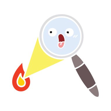 düz renk retro karikatür bir büyüteç