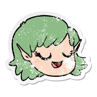 bir çizgi film elf kızın sıkıntılı etiket