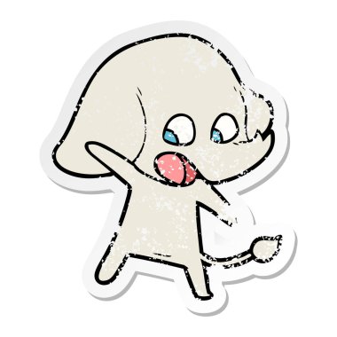 sevimli çizgi fil sıkıntılı etiket