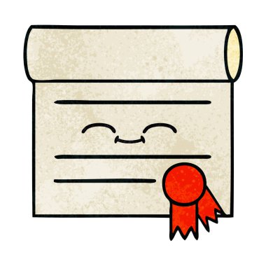 Retro grunge doku karikatür sertifika