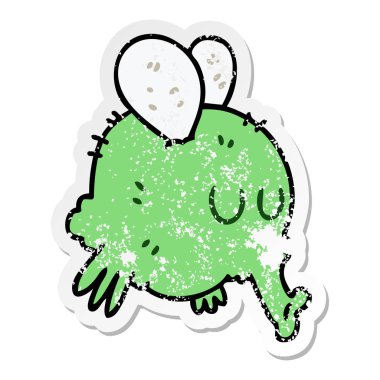 bir ilginç elle çizilmiş karikatür sineğin sıkıntılı etiket