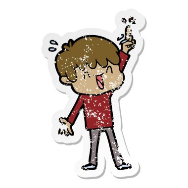 bir çizgi film gülen çocuk sıkıntılı etiket