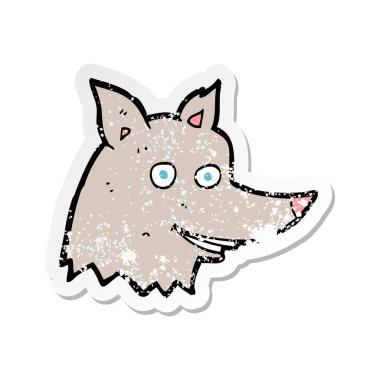 bir çizgi film kurt kafa Retro sıkıntılı etiket