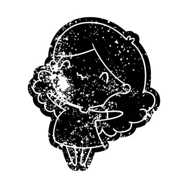 Grunge simgesi bir şirin kawaii kız