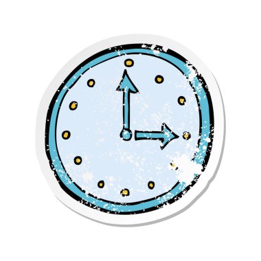 bir çizgi film saat sembol Retro sıkıntılı etiket