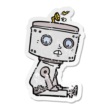 bir çizgi film robot sıkıntılı etiket