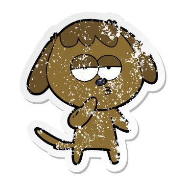 bir karikatür köpek yorgun sıkıntılı etiket