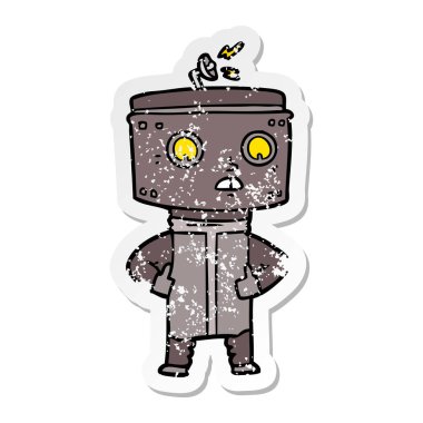 bir çizgi film robot sıkıntılı etiket