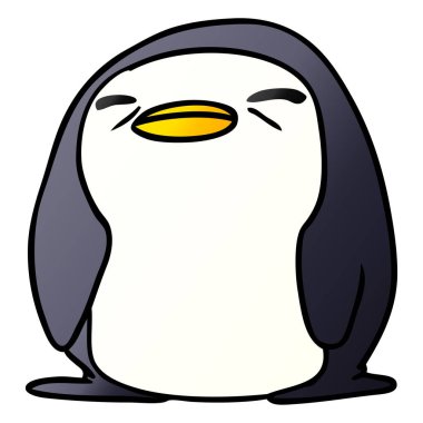 Degrade çizgi film illüstrasyon kawaii bir sevimli penguen