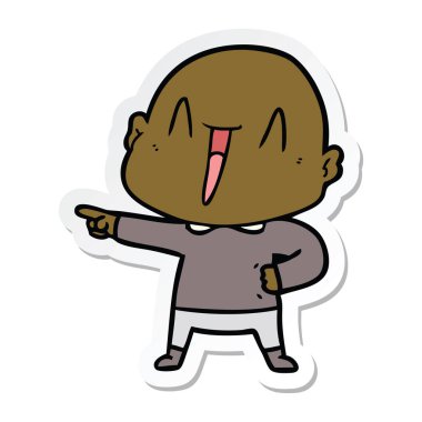 etiket bir mutlu karikatür kel adam