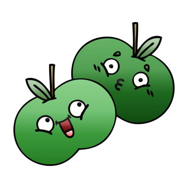 bir elma degrade gölgeli çizgi film