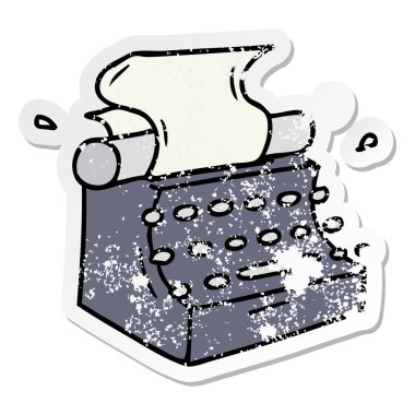 sıkıntılı etiket karikatür doodle eski okul daktilo