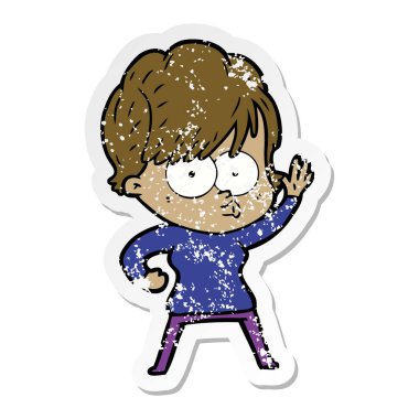 bir çizgi film kadının sıkıntılı etiket