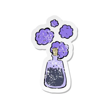 çizgi film sihirli bir iksir Retro sıkıntılı etiket