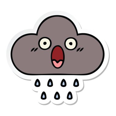 sevimli çizgi fırtına yağmur bulutu etiket
