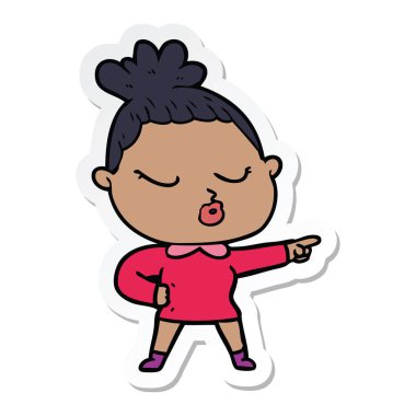 etiket bir çizgi film sakin kadın