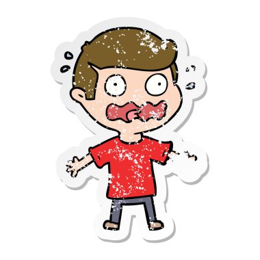 bir çizgi film adamın sıkıntılı etiket tamamen stresli