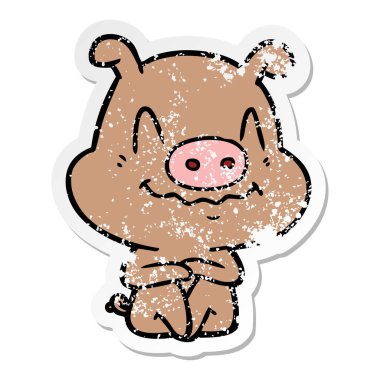 domuz oturan bir gergin çizgi film sıkıntılı etiket