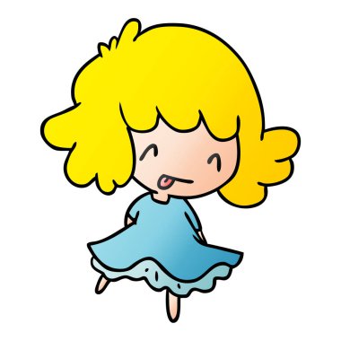 bir şirin kawaii kızın degrade çizgi film