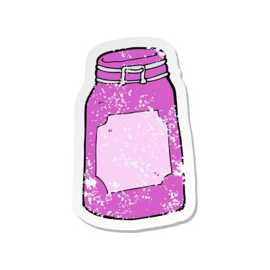 Retro sıkıntılı etiket, bir çizgi film kavanozu