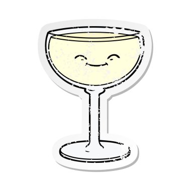 bir çizgi film kadeh şarap sıkıntılı etiket