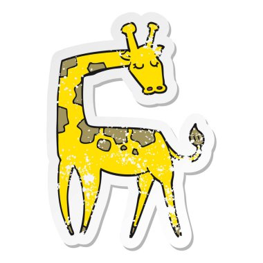 bir çizgi film zürafayı sıkıntılı etiket
