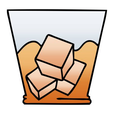 Degrade ilginç karikatür viski ve buz gölgeli