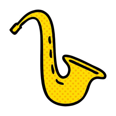 çizgi roman tarzı karikatür müzikal bir saksafon