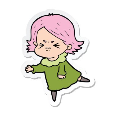 etiket bir karikatür kızgın kadın