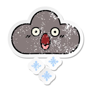 sevimli çizgi fırtına kar bulut sıkıntılı etiket