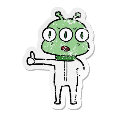 bir çizgi film üç gözlü yabancı sıkıntılı etiket