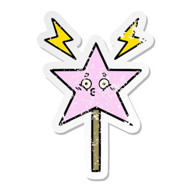 sevimli çizgi sihirli değnek sıkıntılı etiket