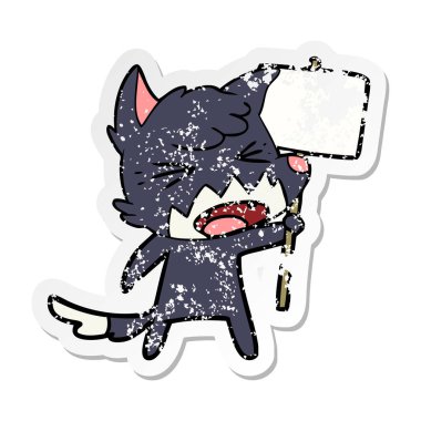 sıkıntılı etiket işareti ile kızgın çizgi film tilki 