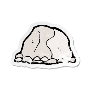 çizgi film büyük bir kayanın Retro sıkıntılı etiket