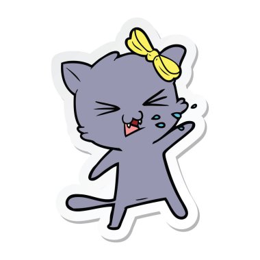 etiket bir karikatür kedi