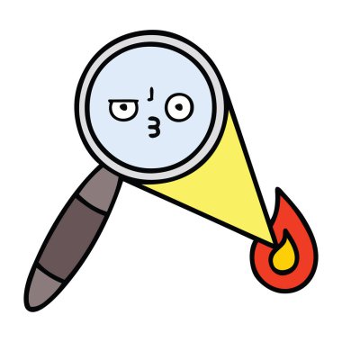 sevimli çizgi bir büyüteç