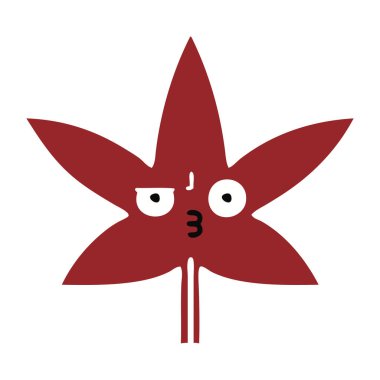 düz renk retro karikatür sonbahar yaprak