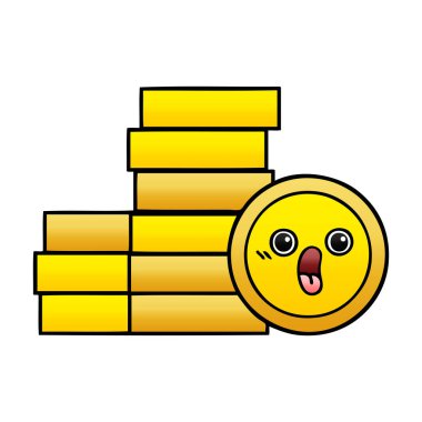 Degrade gölgeli karikatür bir sikke