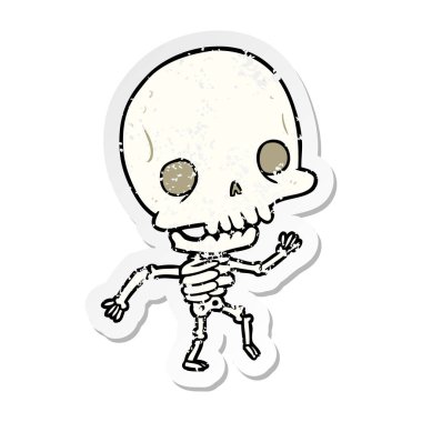 bir çizgi film iskeletin sıkıntılı etiket