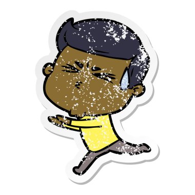 terleme bir çizgi film adamın sıkıntılı etiket