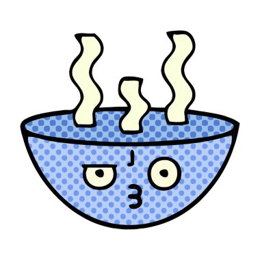 çizgi roman tarzı karikatür bir kase sıcak çorba